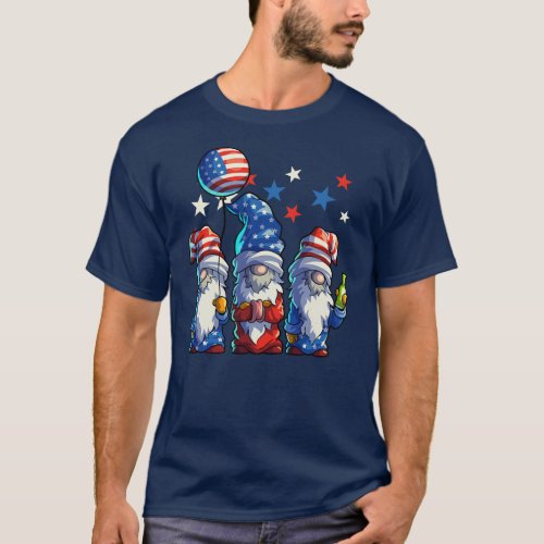 Patriotic Gnomes 4th Of July Women Girl American T_Shirt