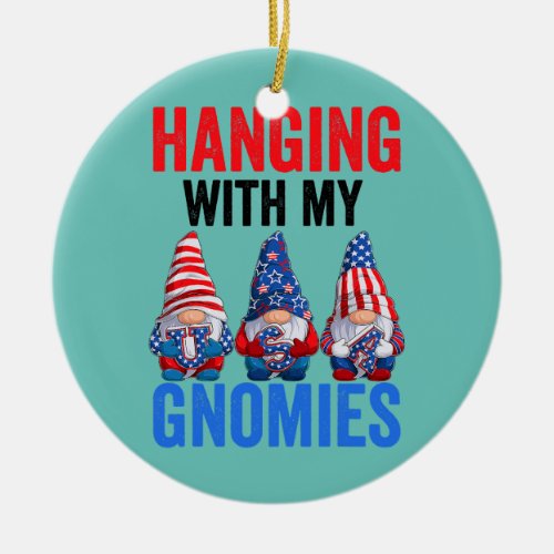 Patriotic Gnomes American Gnome USA 4th Of July Ceramic Ornament