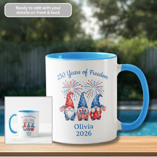 Patriotic Gnomes Coffee Mug 250 Years of Freedom