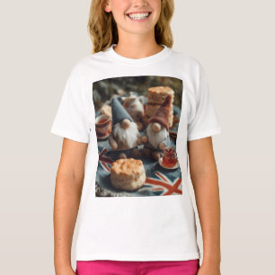 Patriotic Gnomes Enjoying British Afternoon Tea T-Shirt