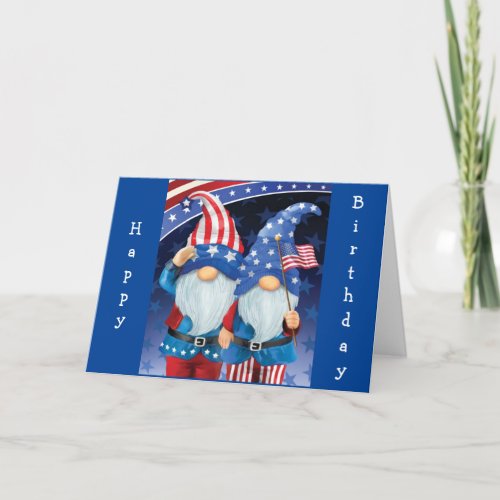 PATRIOTIC GNOMES FOR BIRTHDAY CARD