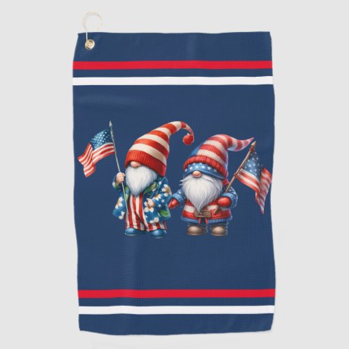 Patriotic Gnomes Golf Towel