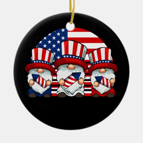 Patriotic Gnomies 4th Of July Gnome American Flag Ceramic Ornament