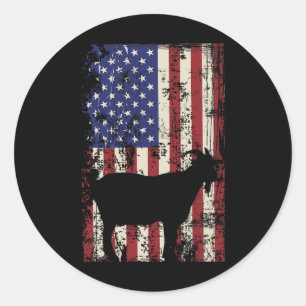 Patriotic Goat 4th Of July American Flag  Classic Round Sticker