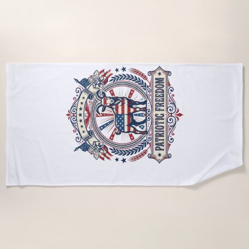 Patriotic Goat Farm Vector Graphic Tee_1 Beach Towel