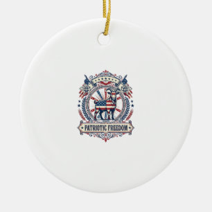 Patriotic Goat Farm Vector Graphic Tee_1 Ceramic Ornament