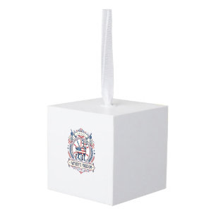 Patriotic Goat Farm Vector Graphic Tee_1 Cube Ornament