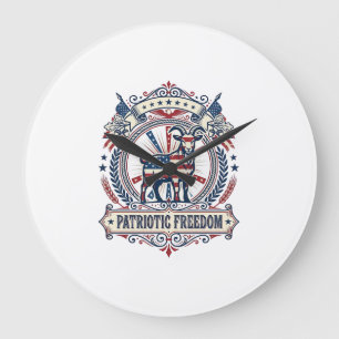 Patriotic Goat Farm Vector Graphic Tee_1 Large Clock