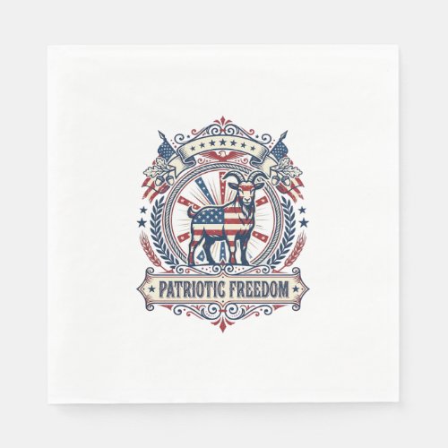Patriotic Goat Farm Vector Graphic Tee_1 Napkins