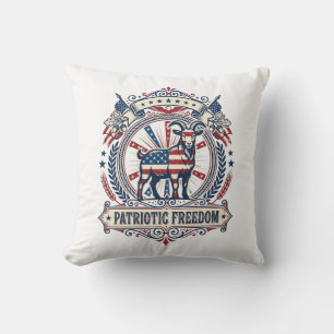 Patriotic Goat Farm Vector Graphic Tee_1 Throw Pillow