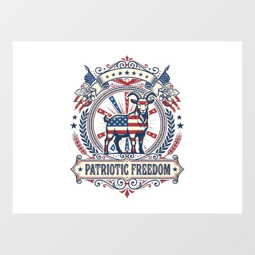 Patriotic Goat Farm Vector Graphic Tee_1 Window Cling