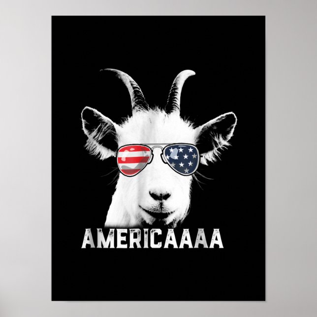 Patriotic Goat Funny Goat America Poster (Front)