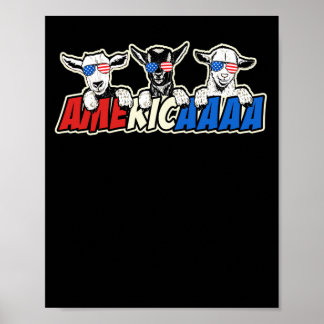 Patriotic Goat USA Flag Sunglasses Goat Americaaa Poster