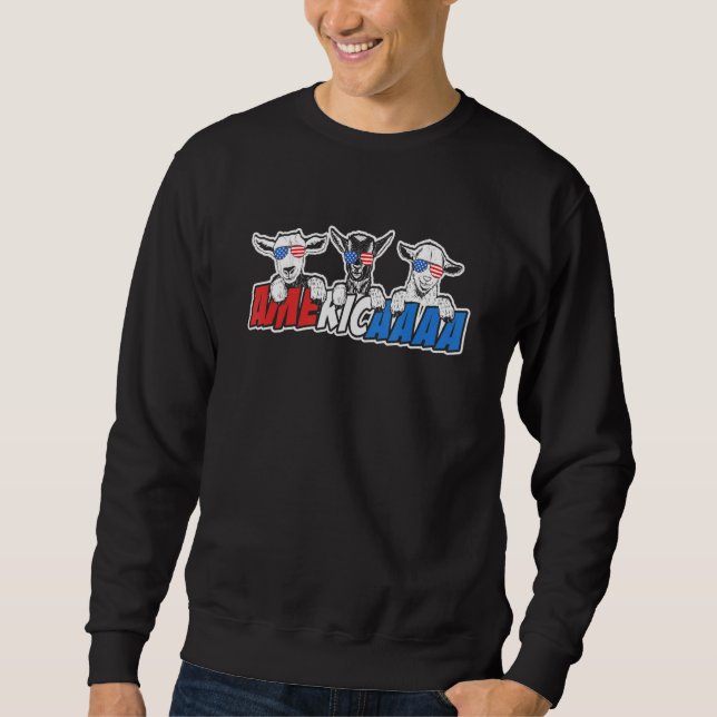 Patriotic Goat Usa Flag Sunglasses Goat Americaaa Sweatshirt (Front)