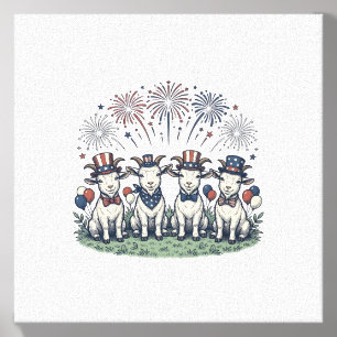 Patriotic Goats Fireworks Vintage Shirt Design_1 Canvas Photo Tile
