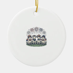 Patriotic Goats Fireworks Vintage Shirt Design_1 Ceramic Ornament