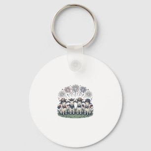 Patriotic Goats Fireworks Vintage Shirt Design_1 Keychain