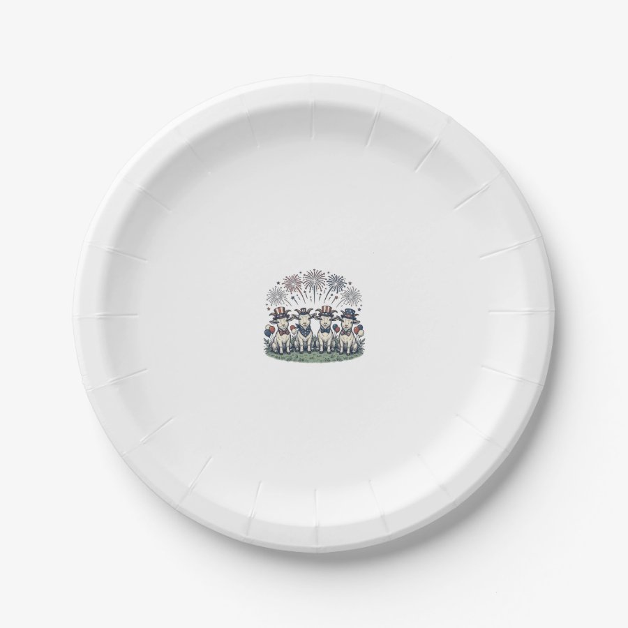 Patriotic Goats Fireworks Vintage Shirt Design_1 Paper Plates