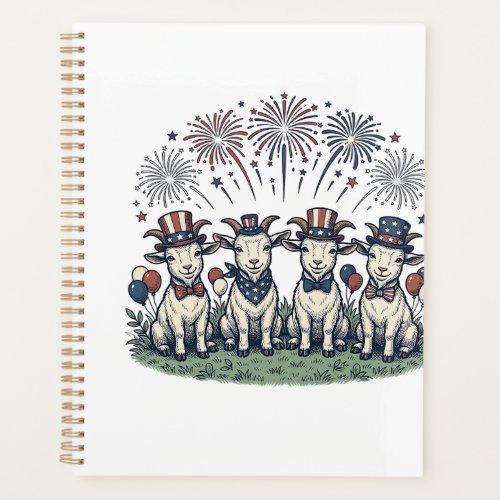 Patriotic Goats Fireworks Vintage Shirt Design_1 Planner