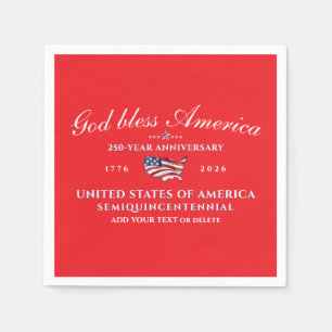 Patriotic God Bless America 250 Semiquincentennial Napkins