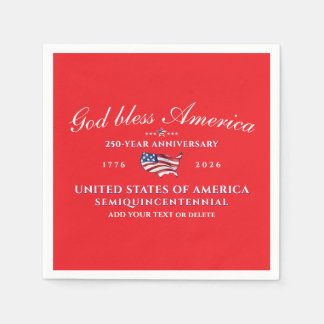 Patriotic God Bless America 250 Semiquincentennial Napkins