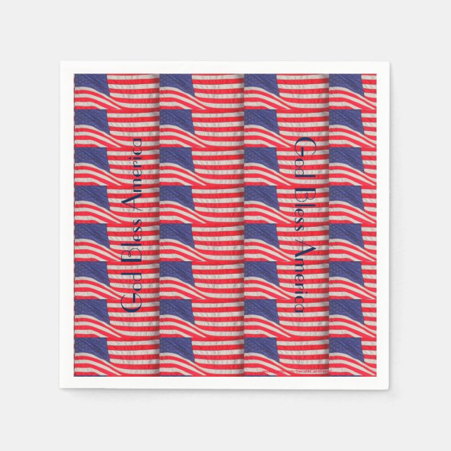 Patriotic, God Bless America, 4th of July Paper Napkins (Front)