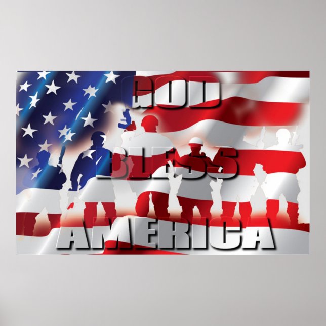 Patriotic God Bless America and the Soldiers Poster (Front)
