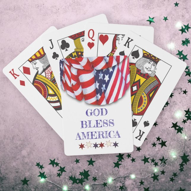 Patriotic God Bless America Bunting  Poker Cards (patriotic "God Bless America" back of playing cards)