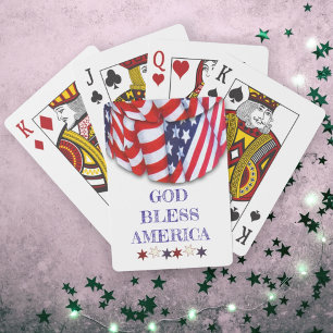 Patriotic God Bless America Bunting Poker Cards