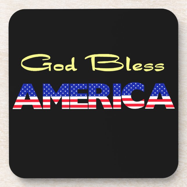 Patriotic God Bless America Drink Coaster (Front)