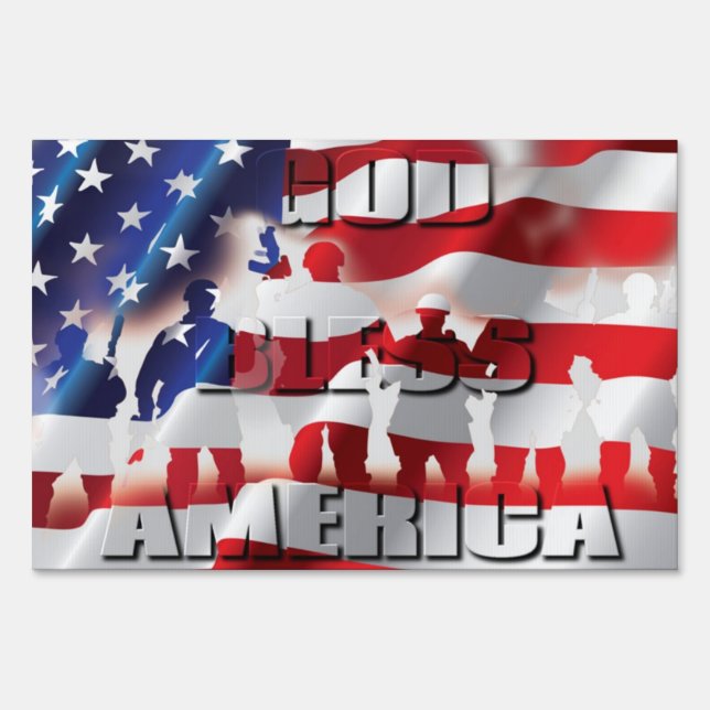 PATRIOTIC GOD BLESS AMERICA GORGEOUS SIGN (Front)