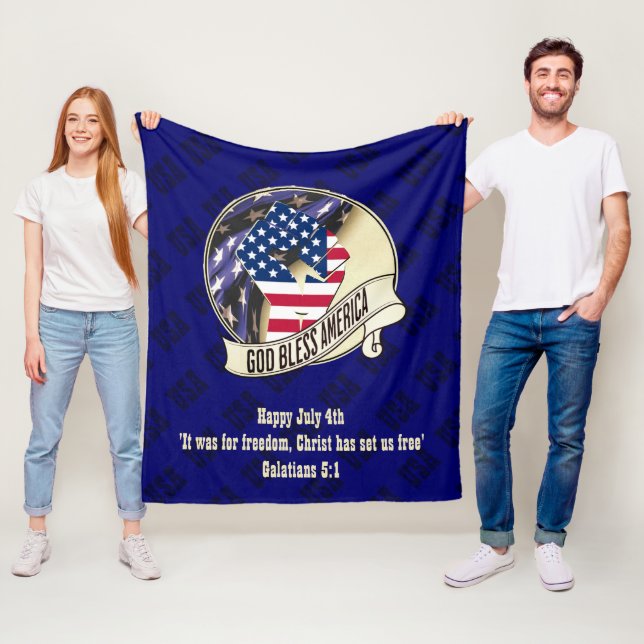 Patriotic GOD BLESS AMERICA July 4th Fleece Blanket (In Situ)