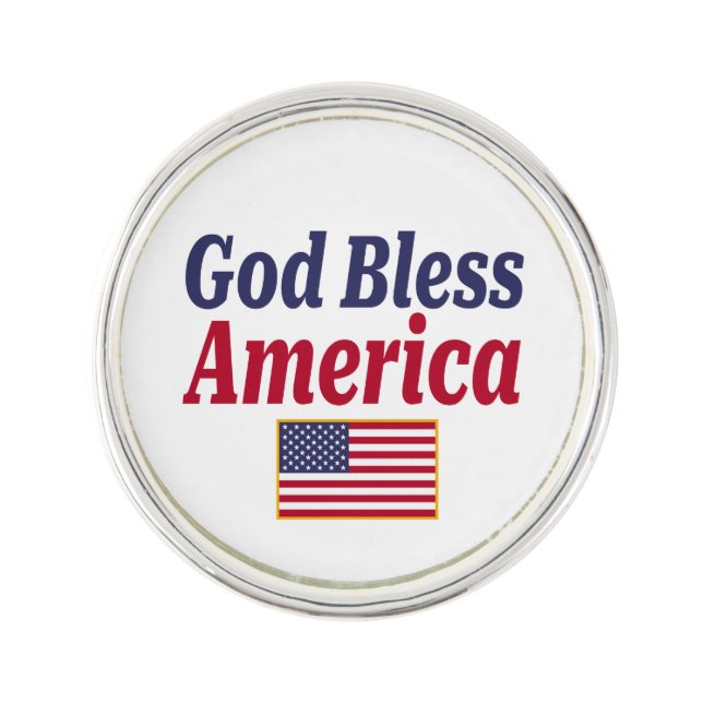 Patriotic God Bless America Lapel Pin (Front)