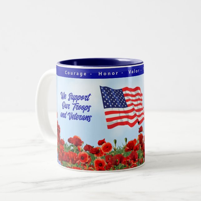 Patriotic God Bless America Mug Troops Veterans (Front Left)