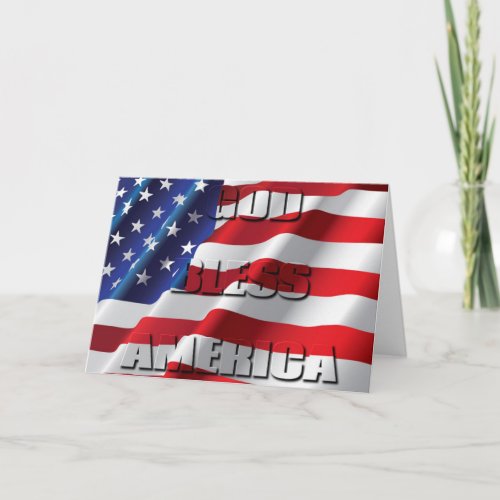 Patriotic God Bless America On The American Flag Card