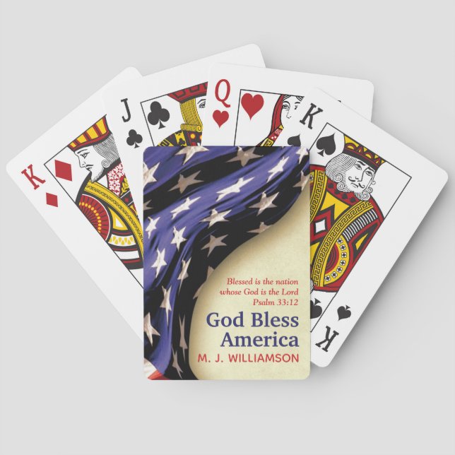Patriotic GOD BLESS AMERICA Personalized Poker Cards (Back)
