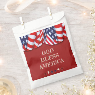 Patriotic God Bless America Red White Blue Bunting Favor Bag