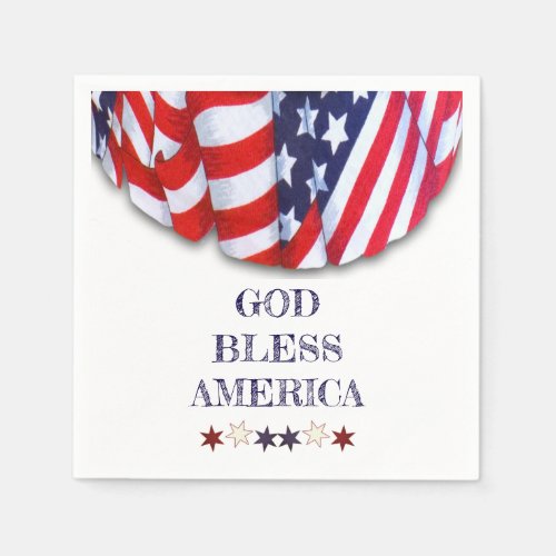 Patriotic God Bless America Red White Blue Bunting Napkins