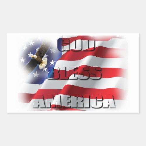 Patriotic God Bless America Soaring Eagle Rectangular Sticker