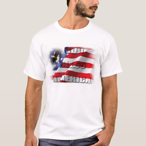 Patriotic God Bless America Soaring Eagle USA flag T_Shirt