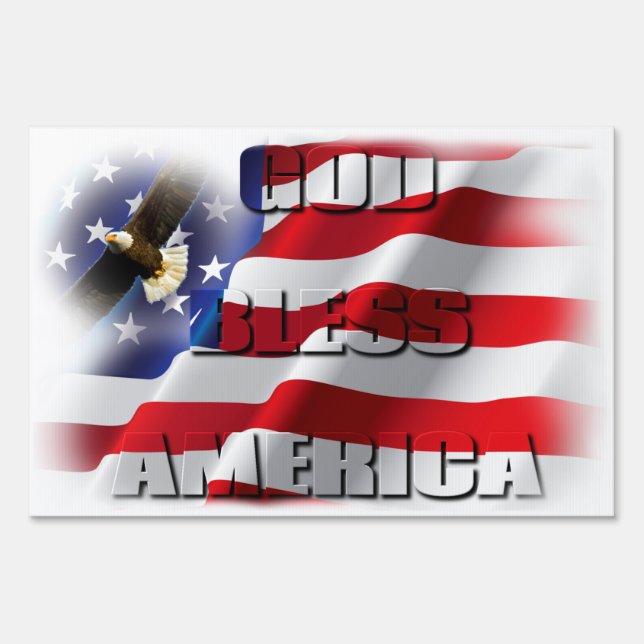 Patriotic God Bless America Soaring Eagle USA flag Yard Sign (Front)