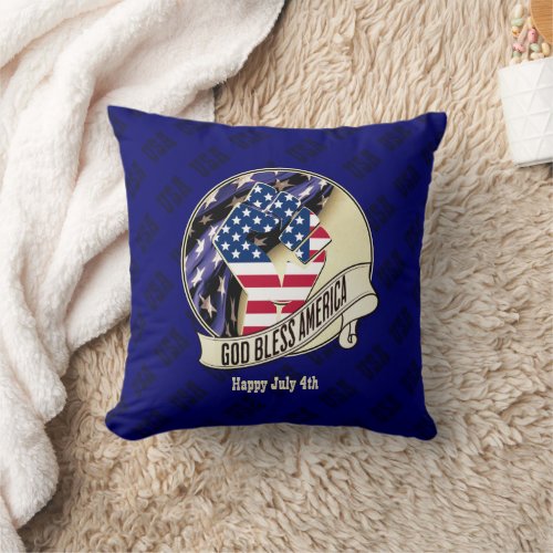 Patriotic GOD BLESS AMERICA  Throw Pillow