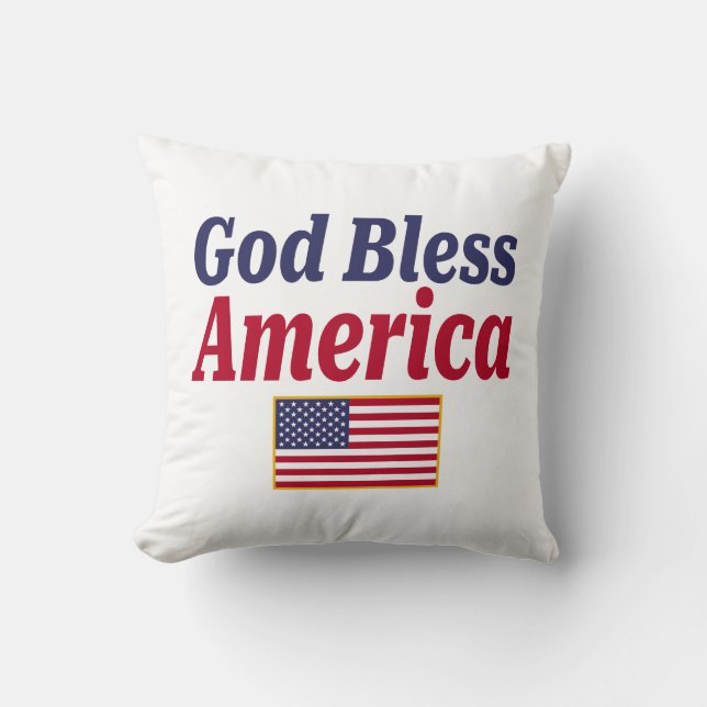 Patriotic God Bless America Throw Pillow (Front)