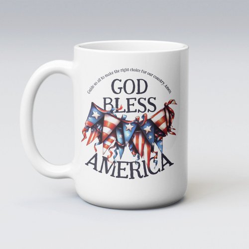 Patriotic God Bless America Voters Prayer Bunting Coffee Mug