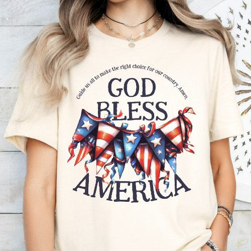 Patriotic God Bless America Voters Prayer Bunting T_Shirt