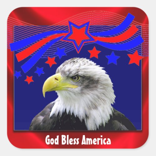 Patriotic God Bless America With Eagle Stickers