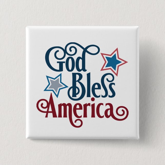 Patriotic God Bless America word art Button (Front)