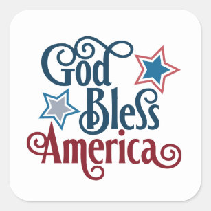 Patriotic God Bless America word art Square Sticker