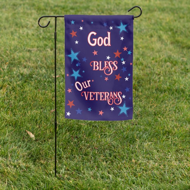 Patriotic “God Bless Our Veterans” Garden Flag (In SItu)