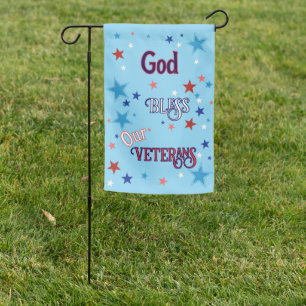 Patriotic “God Bless Our Veterans” Garden Flag